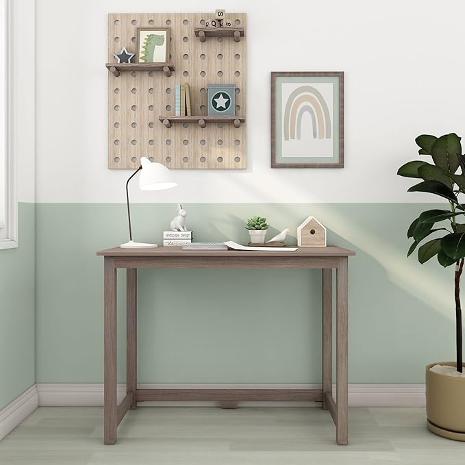 Max & Lily Solid Wood Desk, 40 Inches, Clay - LeafyLoom
