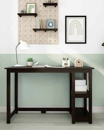 Max & Lily Solid Wood Desk With Shelves, 47 Inches, Espresso - LeafyLoom