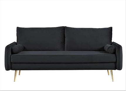 Kent Modern Sofa, European Style Velvet Living Room Furniture with Tapered Legs, Vintage Flair, and Sleek Design, Black - LeafyLoom