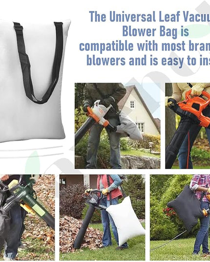 Universal Leaf Vacuum Blower Bag Compatible with Worx Craftsman Toro Black-Decker Husqvarna Leaf Blower Vacuum/Leaf Blowers - Bottom Zip Replacement Bag, Leaf Blower Bag White - LeafyLoom