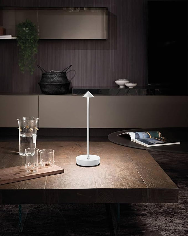Cordless Table Lamps Rechargeable, 6000mAh Battery Operated LED Desk Lamp Outdoor Waterproof Portable Touch Dimmable Table Night Light for Patio Restaurant Dining Home White - LeafyLoom