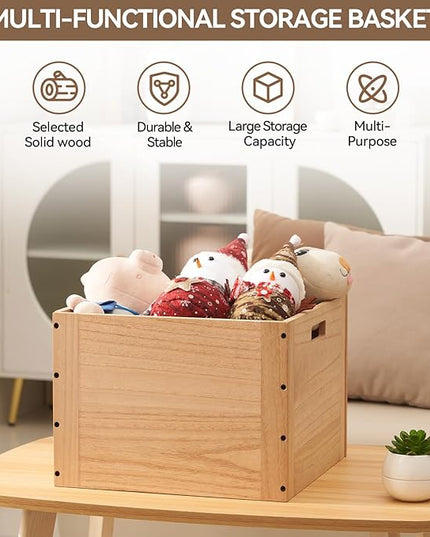 KIRIGEN Stackable Wood Storage Cube/Basket/Bins Organizer for Home Books Clothes Toy Modular Open Cubby Storage System - Office Bookcase Closet Shelves F26-NA - LeafyLoom