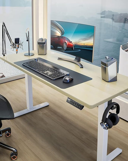 ErGear Height Adjustable Electric Standing Desk, 48 x 24 Inches Sit Stand up Desk, Memory Computer Home Office Desk (Natural) - LeafyLoom