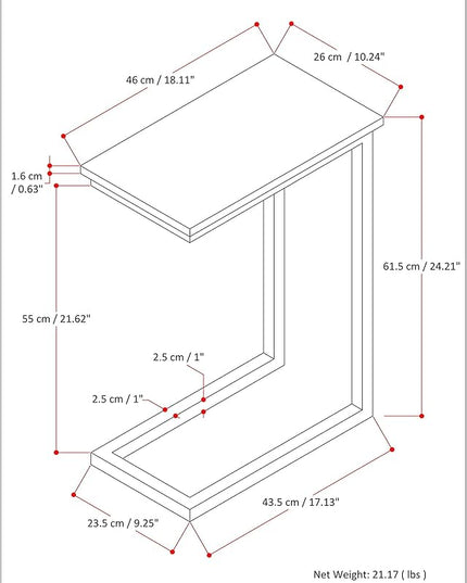 SIMPLIHOME Skyler Metal Table 18 inch Wide Metal C Side Table with Marble Top in White, Fully Assembled, for the Living Room and Bedroom - LeafyLoom