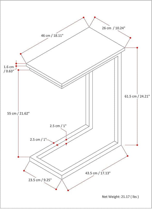 SIMPLIHOME Skyler Metal Table 18 inch Wide Metal C Side Table with Marble Top in White, Fully Assembled, for the Living Room and Bedroom - LeafyLoom