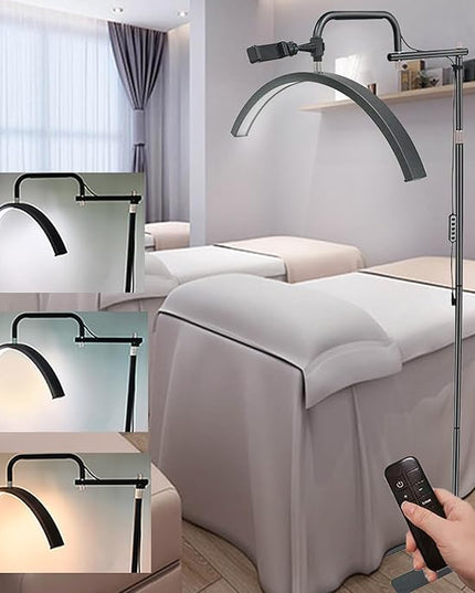 Lash Light Eyelash LED Floor Light Moon Light lash tech for Lash Extension, Half Moon Light for Beauty - Skincare,Lashes,Eyebrows,Facial,Tattoo, Adjustable Brightness for Lash lamp (Black) - LeafyLoom