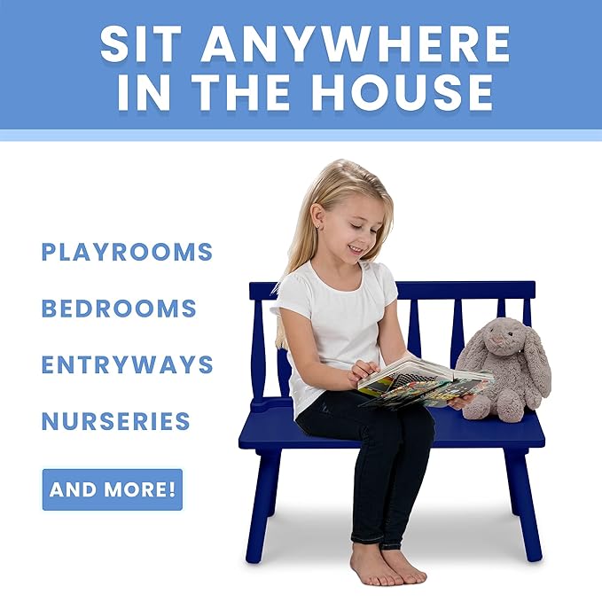 Delta Children Windsor Bench, Navy - LeafyLoom