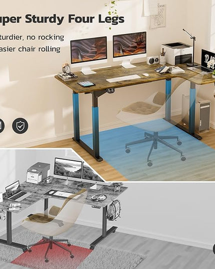Dripex Standing Desk, 63"/ 71" L Shaped Desk Adjustable Height, Electric Corner Stand Up Desk Large Home Office Desk Computer Workstation, Dual Motor Sit Stand Desk 4 Legs, Super Stable - LeafyLoom
