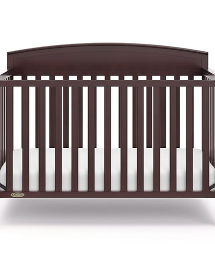 Graco Benton 5-in-1 Convertible Crib (Espresso) – GREENGUARD Gold Certified, Converts from Baby Crib to Toddler Bed, Daybed and Full-Size Bed, Fits Standard Full-Size Crib Mattress - LeafyLoom