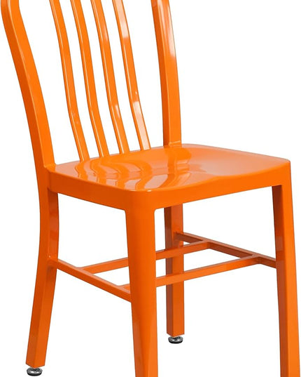 Flash Furniture Commercial Grade Orange Metal Indoor-Outdoor Chair - LeafyLoom