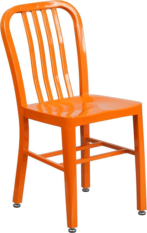 Flash Furniture Commercial Grade Orange Metal Indoor-Outdoor Chair - LeafyLoom