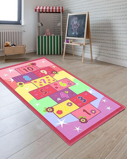 Booooom Jackson Hopscotch Kid Rug,40''x70'' kids Preschool Rugs for3, 4, 5, 6, and 7 Year Olds,Rainbow Rug for Girls Bedroom and kids playroom and Classroom - LeafyLoom