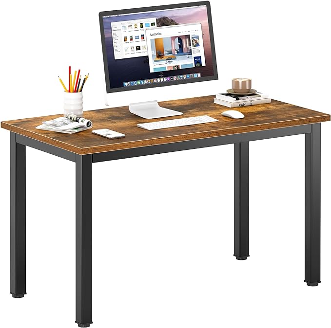 DlandHome Small Computer Desk for Home Office Activity Table Writing Table for Small Spaces Study Table Student Laptop Desk (39 inch, Retro) - LeafyLoom