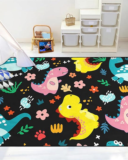 Dinosaur Rugs for Boys Bedroom - Dinosaur Pattern Area Rug Kids Bedroom Rug Kids Play Rugs for Boys Dinosaur Bedroom Decor for Boys Colorful Dinosaur Print Area Rug Kids Rugs for Bedroom,4'5''×6' - LeafyLoom