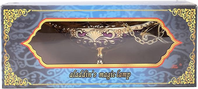 Classic Aladding Magic Genie Lamp Legend Wishing Light Costume Lamp Metal Carved Cone Incense Burner for Home Tabletop Decoration Party Birthday Halloween Christmas(Dark Purple) - LeafyLoom
