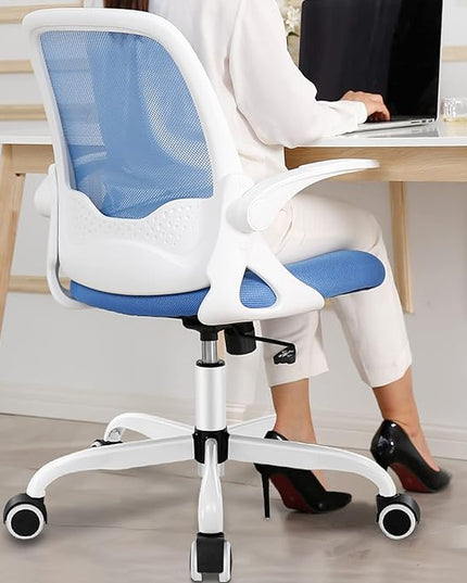 KERDOM Office Chair, Ergonomic Desk Chair, Breathable Mesh Computer Chair, Comfy Swivel Task Chair with Flip-up Armrests and Adjustable Height - LeafyLoom