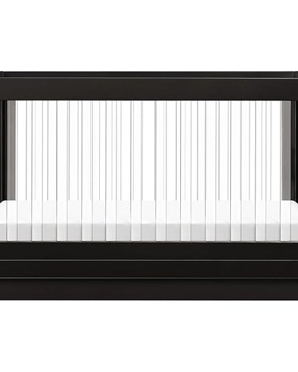 Babyletto Harlow Acrylic 3-in-1 Convertible Crib with Toddler Bed Conversion Kit in Black with Acrylic Slats, Greenguard Gold Certified - LeafyLoom