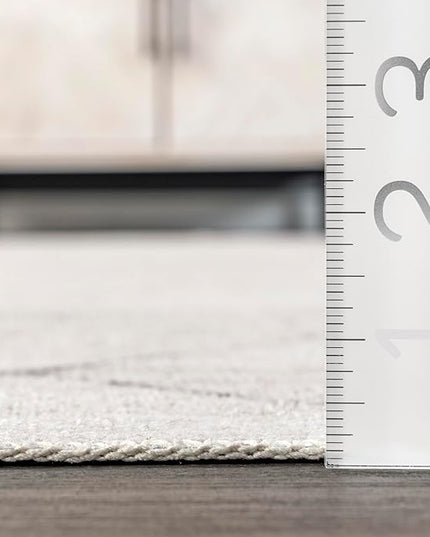 nuLOOM Regan Modern Geometric Machine Washable Ultra Thin Area Rug, 3' x 5', Light Grey - LeafyLoom