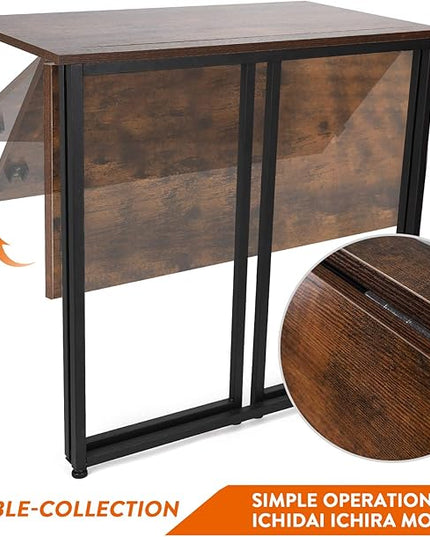 Leopard Outdoor Products Folding Computer Desk for Small Spaces, Space-Saving Home Office Desk, Foldable Computer Table, Laptop Table, Writing Desk, Compact Study Reading Table (Rustic Brown) - LeafyLoom