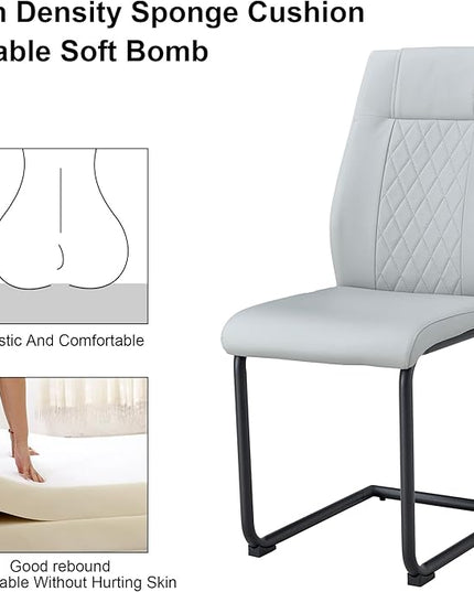 NicBex Dining Chairs Set of 4 Modern Faux Leather High Back Dining Room Kitchen Chairs with Black Metal Legs,Side Chairs for Dining Room, Kitchen,Living Room, and Restaurants,Light Gray - LeafyLoom