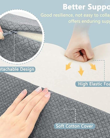 KAAMOS Positioning Wedge Pillow for Side Sleeping Bed Wedges for Adults (2 in 1) Bed Sore Turning Wedges for Elderly Bed Foam Incline Wedge Positioning Pillows for Bedridden After Surgery - LeafyLoom