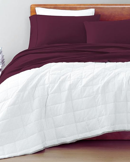 LANE LINEN 100% Organic Cotton Full Sheets Set 4-Piece Pure Percale Long Staple Soft Bedding Breathable Fits Mattress Upto 15" Deep - Windsor Wine - LeafyLoom