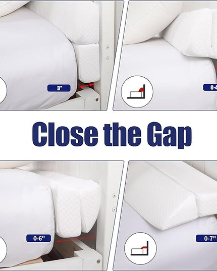HOMBYS Wedge Pillow Headboard for Bed Gap,Foldable Bed Wedge Gap Filler Full Size,Matterss Gap Filler,Multi Functional Bed Crack Pillow, Fill The Gap (0-7") Between Your Headboard and Mattress,White - LeafyLoom