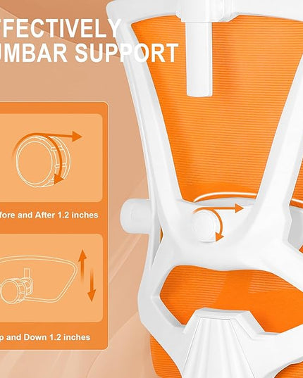 Misolant Ergonomic Office Chair with Footrest, Ergonomic Desk Chair with Adjustable 2D Lumbar Support, High Back Office Chair with Adjustable Headrest, Comfortable Office Chair Orange - LeafyLoom