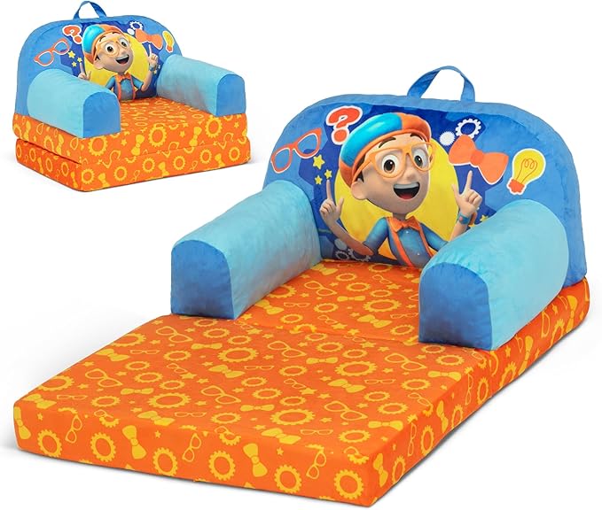 Delta Children Cozee Buddy Flip-Out Kids Chair, Blippi - LeafyLoom