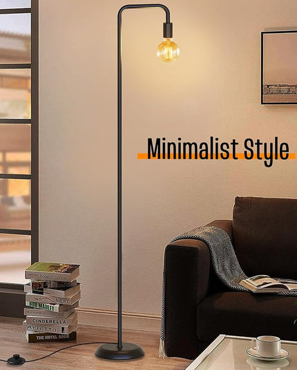 QiMH Industrial Floor Lamp for Living Room, Farmhouse Metal Standing Lamps, Modern Tall Lamp for Bedroom Home Decor(E26 Socket, Foot Switch) - LeafyLoom