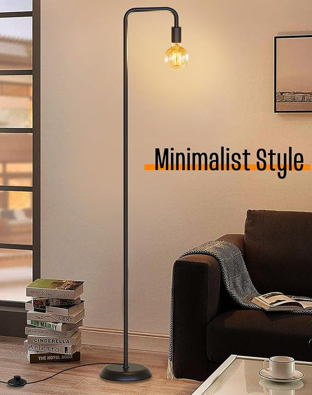 QiMH Industrial Floor Lamp for Living Room, Farmhouse Metal Standing Lamps, Modern Tall Lamp for Bedroom Home Decor(E26 Socket, Foot Switch) - LeafyLoom