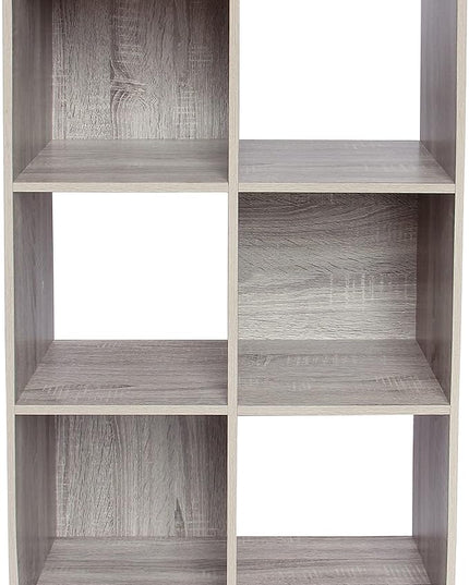 PACHIRA E-Commerce 6 Cube Storage Organizer, Unit Shelf, Closet Cabinet, Bookshelf File Organizer Rack in Living Room, Bedroom, Study OAK GREY - LeafyLoom