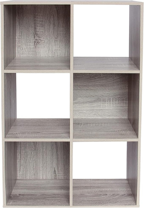 PACHIRA E-Commerce 6 Cube Storage Organizer, Unit Shelf, Closet Cabinet, Bookshelf File Organizer Rack in Living Room, Bedroom, Study OAK GREY - LeafyLoom