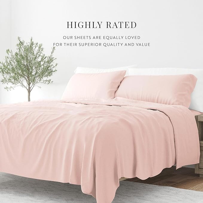 Linen Market Bed Sheets for Queen Size Bed (Blush) - Sleep Better Than Ever with These Soft and Cooling Queen Sheets - Deep Pocket Fits 16" Thick Beds - 4 Piece Queen Sheet Set - LeafyLoom