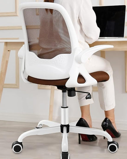 KERDOM Office Chair, Ergonomic Desk Chair, Breathable Mesh Computer Chair, Comfy Swivel Task Chair with Flip-up Armrests and Adjustable Height - LeafyLoom