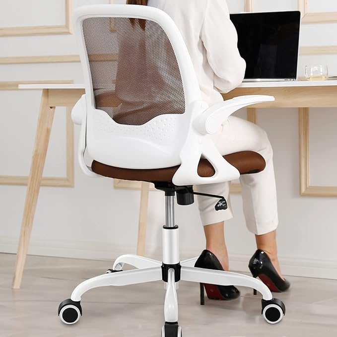 KERDOM Office Chair, Ergonomic Desk Chair, Breathable Mesh Computer Chair, Comfy Swivel Task Chair with Flip-up Armrests and Adjustable Height - LeafyLoom