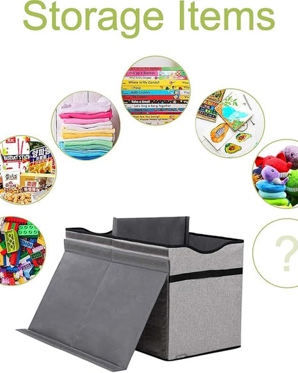Toy Box Chest, Collapsible Sturdy Storage Bins with Lids, Extra Large Kids Toy Storage Organizer Boxes Bins Baskets for Kids, Boys, Girls, Nursery Room, Playroom, Closet (Fine Linen Gray) - LeafyLoom