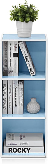 Furinno 3-Tier Open Shelf Bookcase, White/Light Blue 11003WH/LBL - LeafyLoom