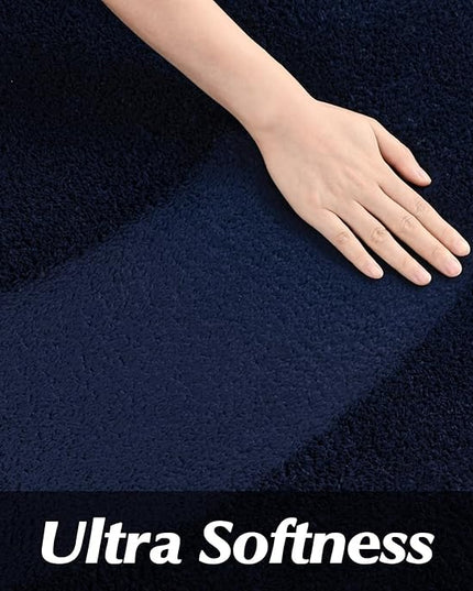Round Area Rugs for Bedroom Living Room, 5x5 Navy Blue Super Soft Comfy Thickened Memory-Foam Indoor Circle Carpets, Modern Aesthetic Minimalist Carpet for Boys Girls Adults Nursery Home Décor - LeafyLoom