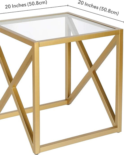 Henn&Hart Calix Side Table, 20" Wide, Gold - LeafyLoom