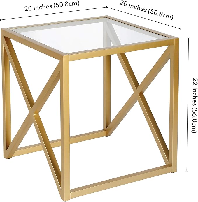 Henn&Hart Calix Side Table, 20" Wide, Gold - LeafyLoom