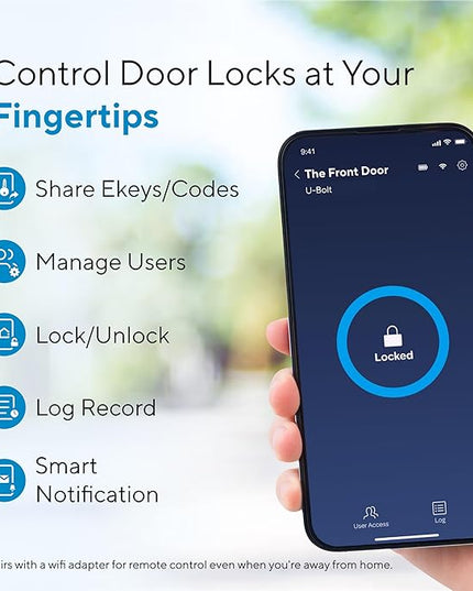 ULTRALOQ U-Bolt 5-in-1 Keyless Entry Backlit Keypad, App,Smart Door Lock, Bluetooth, Satin Nickel ULTRALOQ
