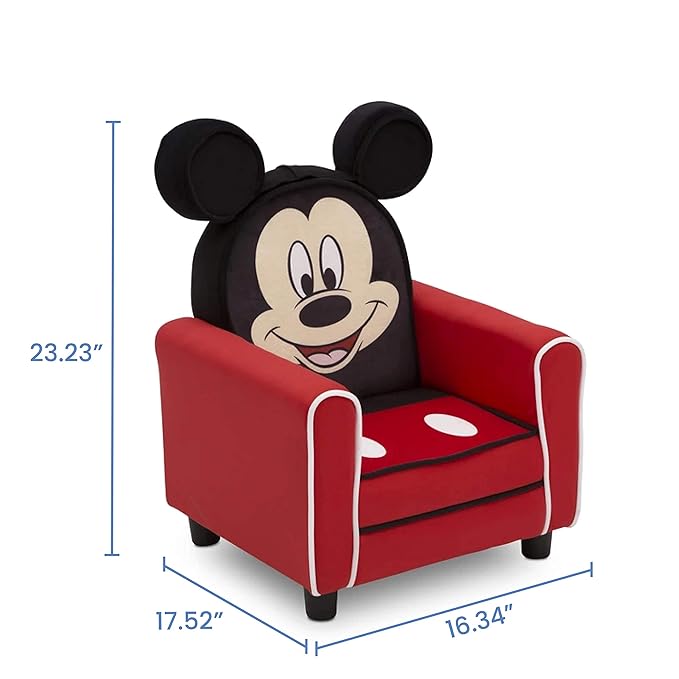 Delta Children Figural Upholstered Kids Chair, Wood ,Disney Mickey Mouse - LeafyLoom