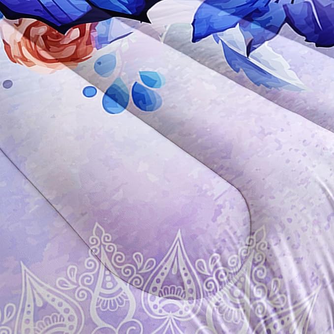 Datura home Kids Comforter Set Butterfly Printed Pattern Bedding Set with 1 Comforter and 2 Pillowcases for Girls Boys Bedroom All Season(Butterfly3 Queen) - LeafyLoom