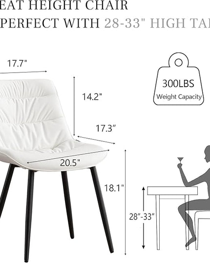 Kidol & Shellder Modern Dining Chairs Set of 2 Kitchen & Dining Room Chairs Upholstered Accent Chair Living Room Chairs Kitchen Chairs Comfy Chair for Bedrooms Waiting Room Home(White) - LeafyLoom