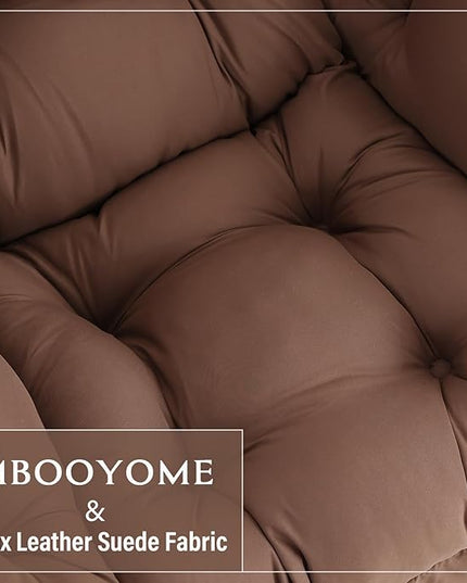 Lazy Chair with Ottoman, Modern Accent Chair Contemporary Lounge Leisure Upholstered Sofa Chair Set with Armrests, Reading Chair for Living Room, Bedroom, Office, Dark Brown - LeafyLoom