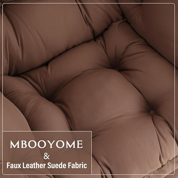 Lazy Chair with Ottoman, Modern Accent Chair Contemporary Lounge Leisure Upholstered Sofa Chair Set with Armrests, Reading Chair for Living Room, Bedroom, Office, Dark Brown - LeafyLoom