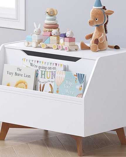 UTEX Kids Toy Box, Wooden Toy Chest, Kids Storage Organizer Bench with Front Book Storage Area for Boys and Girls, Children's Furniture, White - LeafyLoom