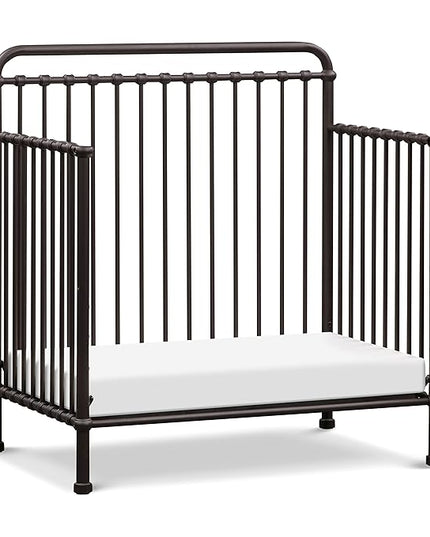 NAMESAKE Winston 4-in-1 Convertible Mini Metal Crib in Vintage Iron, Greenguard Gold Certified - LeafyLoom
