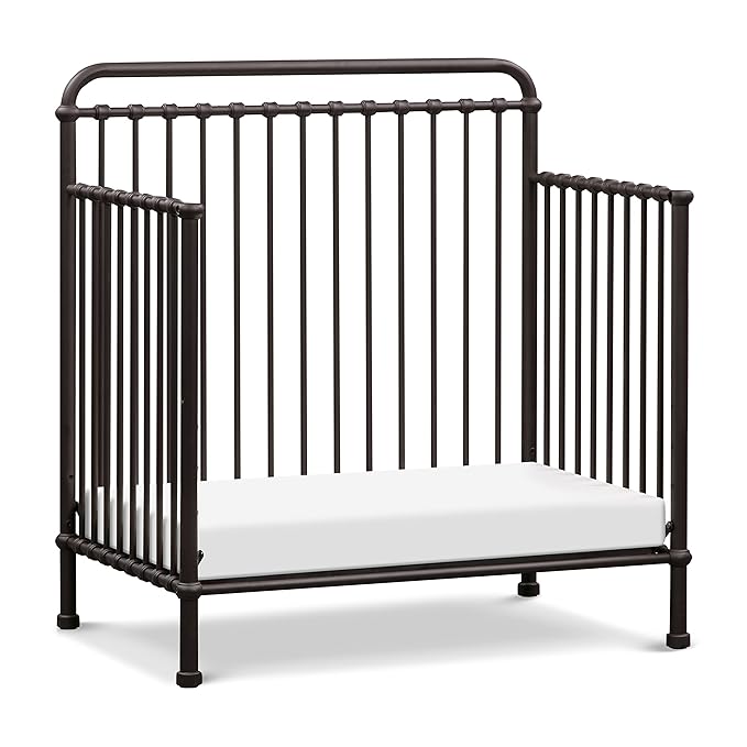 NAMESAKE Winston 4-in-1 Convertible Mini Metal Crib in Vintage Iron, Greenguard Gold Certified - LeafyLoom